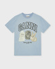 Ganni T-Shirt Basic Cotton Animals Relaxed Ljusblå XS