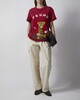 Found T-shirt Wildlife Chenille Embroidered Burgundy XS