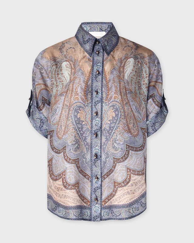 Zimmermann Shirt Wanderlust Short Sleeve Blue 2 (M-L)
