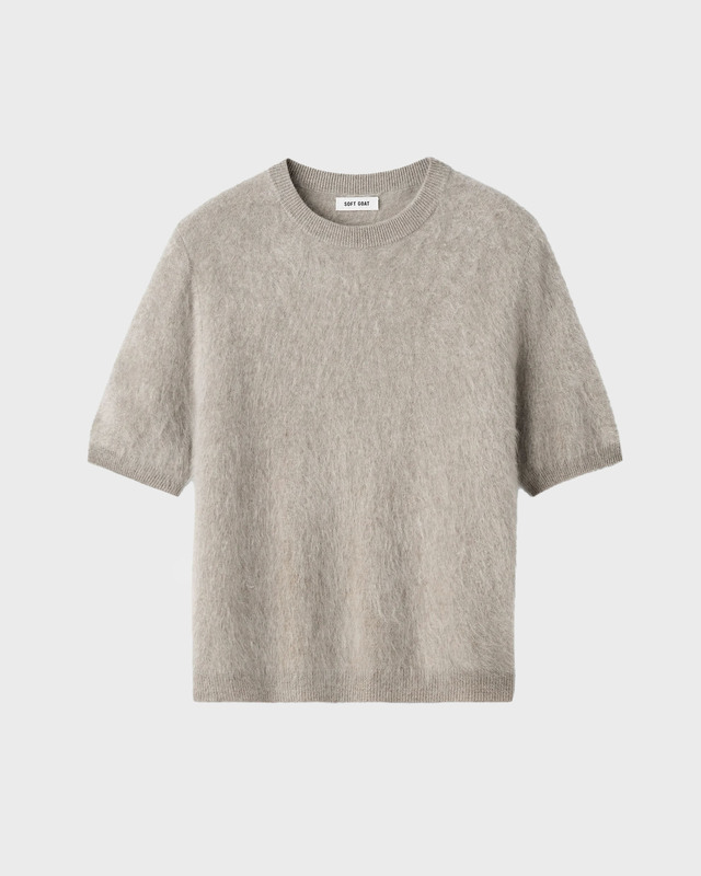 Soft Goat T-skjorte Brushed Short Sleeve Greige L