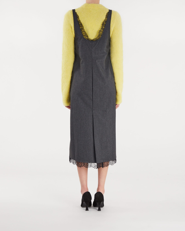 Ganni Klänning Drapey Suiting U-neck Midi Dress Grå 40
