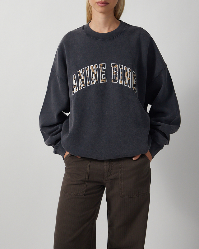 Anine Bing Sweatshirt Miles Leopard Washed black M