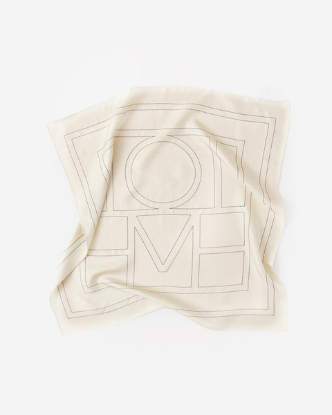Sjal Embroidered Monogram Silk Creme/svart ONESIZE 1