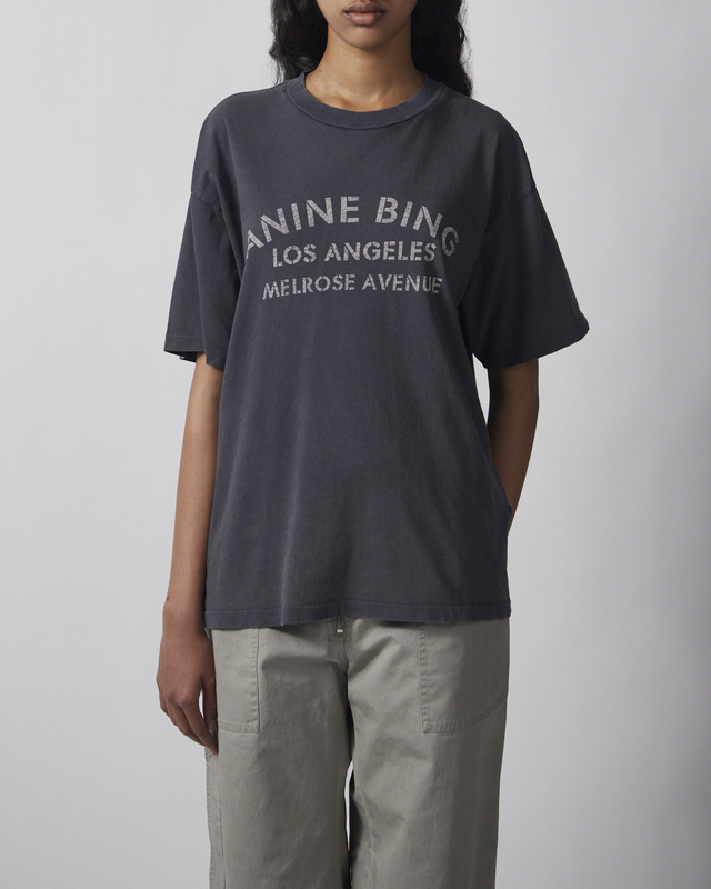 Anine Bing T-shirt Cade Tee Melrose Stencil Black S