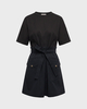 Moncler Kjole Belted Cotton Mini Black S