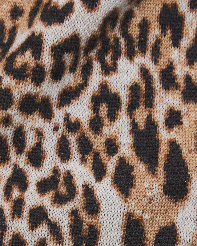 Ganni Fine Merino Jacquard Leopard Polo Leopard XL