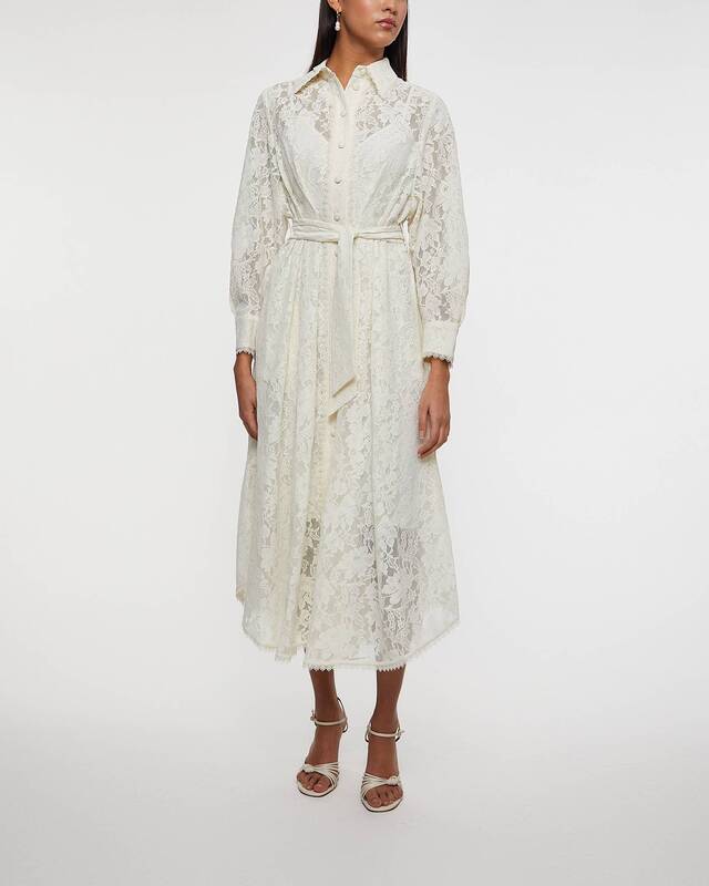 Zimmermann Klänning Dawning Tuck Midi Creme 1 (S-M)