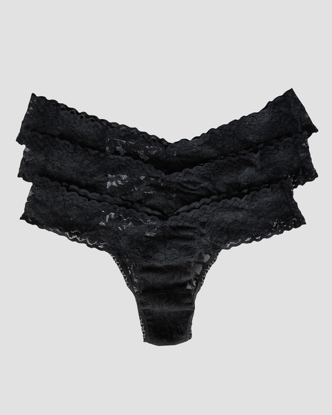 Panties Lace Original Rise Thong 3p Svart 1