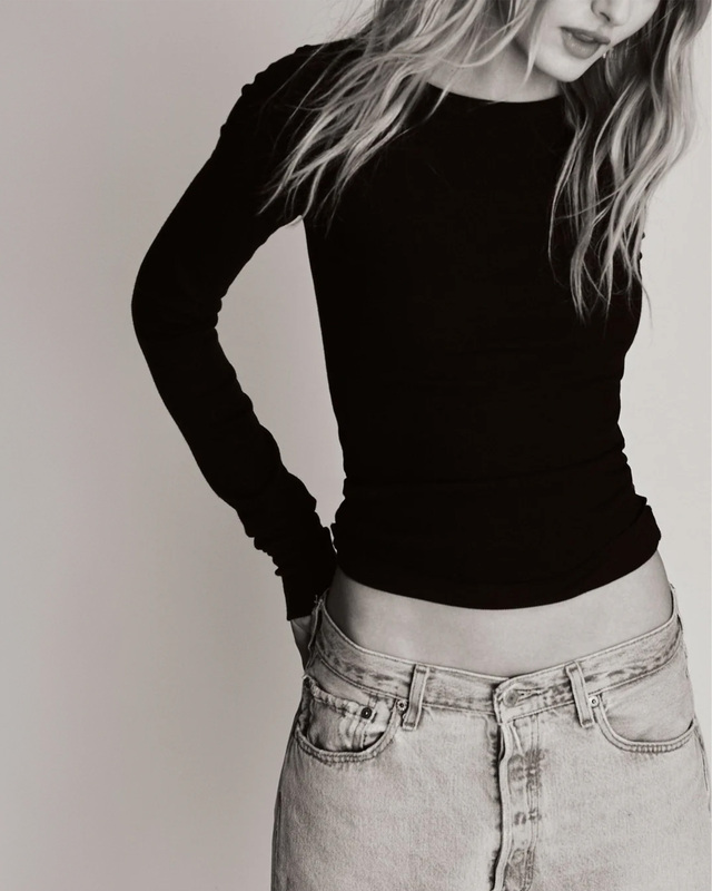 Éterne LONG SLEEVE FITTED TOP Black S