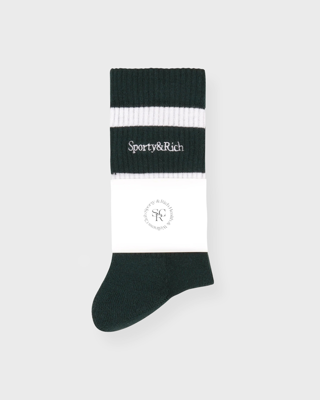 Sporty & Rich Socks Serif Logo Vit/grön ONESIZE