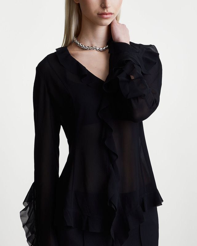 Acne Studios Blus Sheer Ruffle  Svart 36