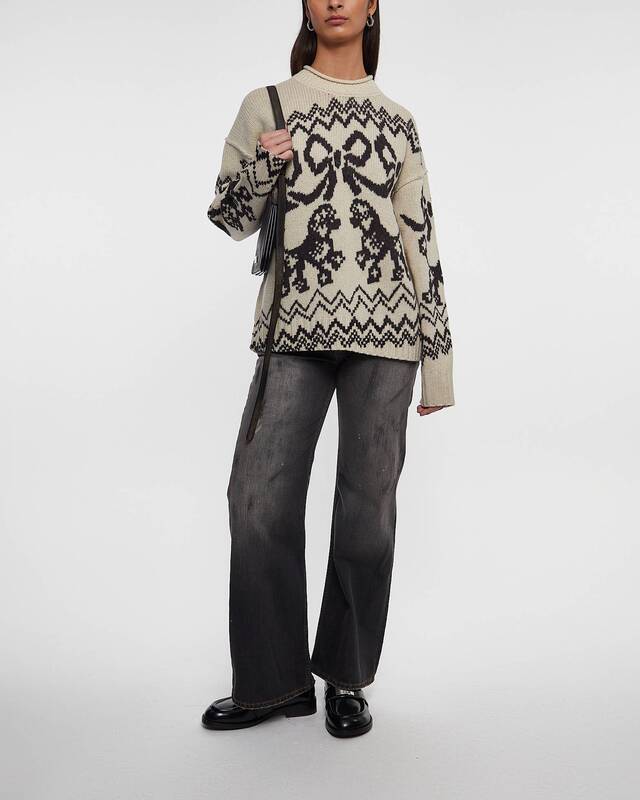 Acne Studios Sweater Wool Blend Jacquard  Vit/svart XS