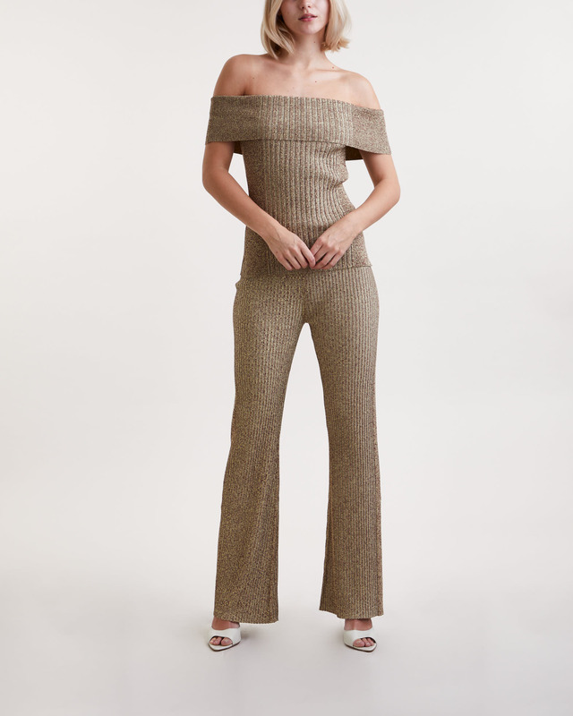 Ganni Byxor Melange Knit Pants Brun S