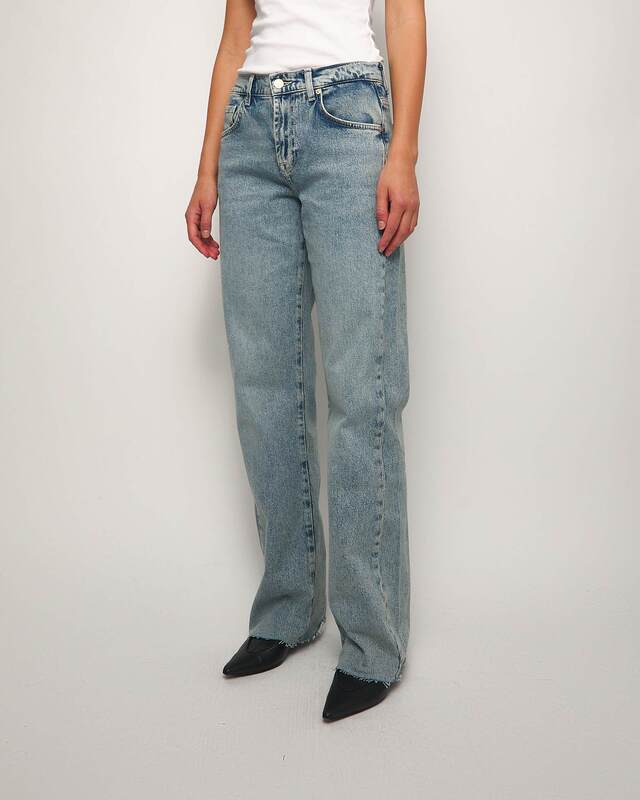 7 For All Mankind TESS TROUSER Serenade Raw Cut Ljusblå 25