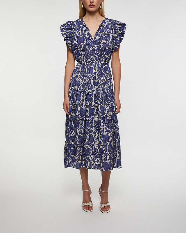 Ulla Johnson Klänning Kairi Flutter Sleeve Midi  Blå US 4 ( EUR 36)