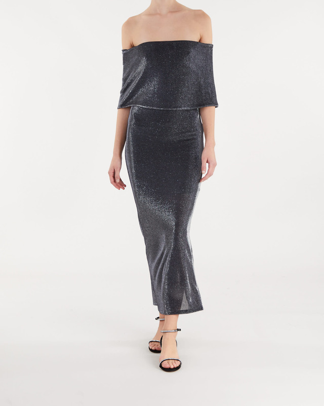 Rotate Dress MEtallic Jesery Svart 42
