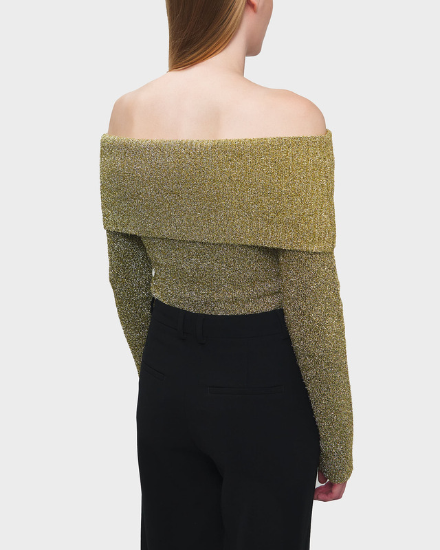 Ganni Top Sparkle Doubleface Knit Guld M