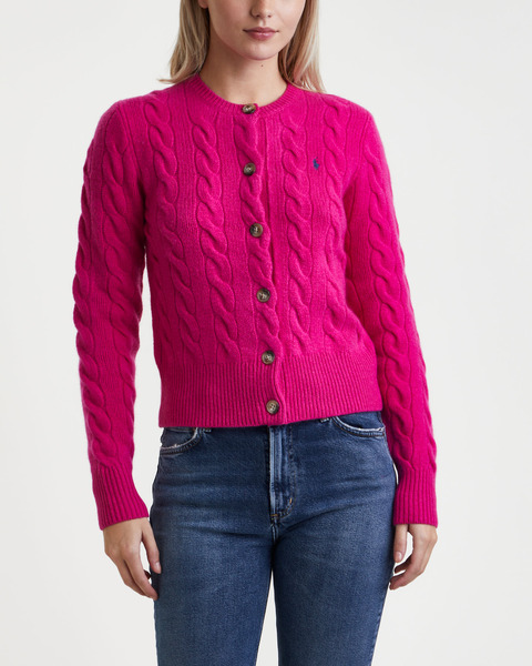 Cardigan Cable Knit Long Sleeve Rosa 1