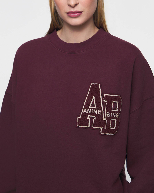 Anine Bing Sweatshirt Miles Letterman Red L