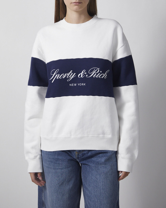Sporty & Rich Tröja Signature Logo Block Crewneck Vit L