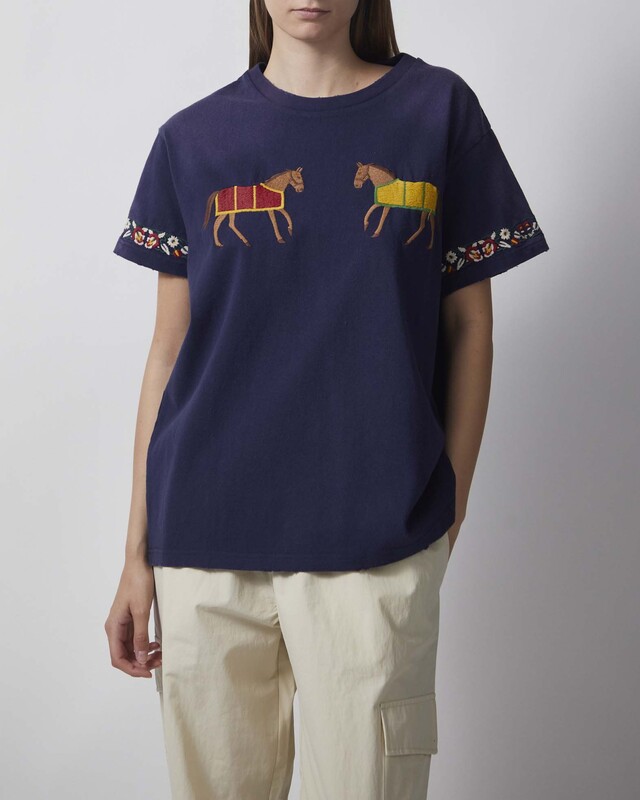 Found T-shirt Embroidered Unisex Horse Equine Navy XS