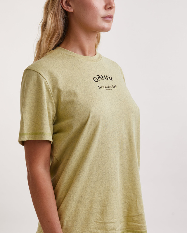 Ganni T-Shirt Thin Jersey Relaxed O-neck Grön L