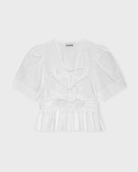 Blus Washed Stretch Cotton Strap Vit 1