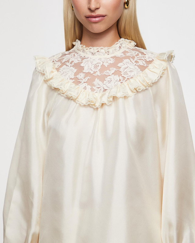 Zimmermann Blus Lace Billow Creme 0 (XS-S)