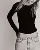 Éterne LONG SLEEVE FITTED TOP Black S