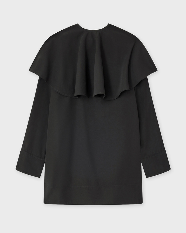 Ganni Dress Light Twill Suiting Collar Mini Black 40