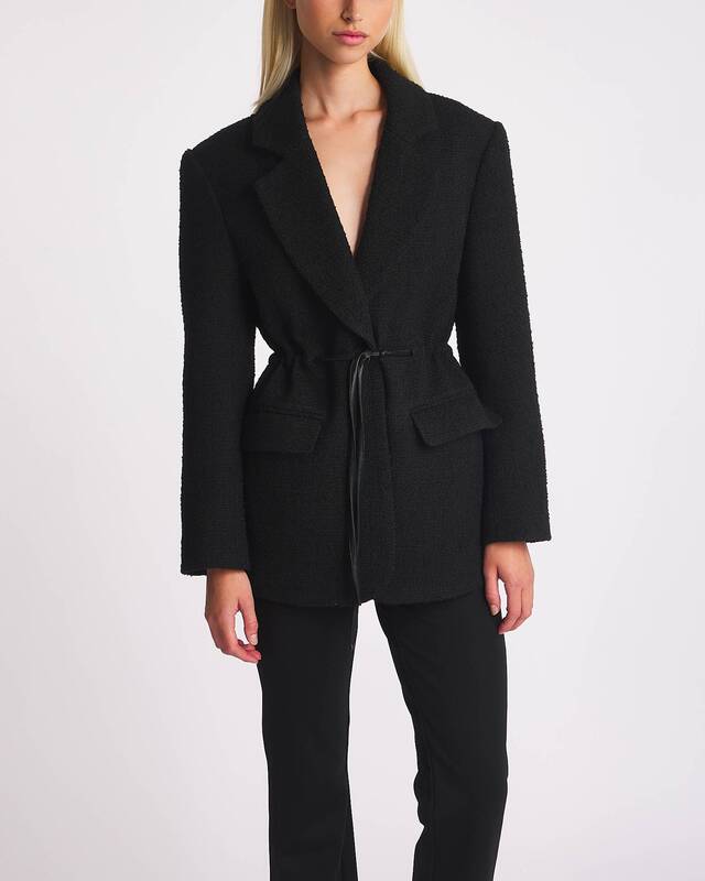 Malina Blazer Elodie Drawstring Boucle Black XS