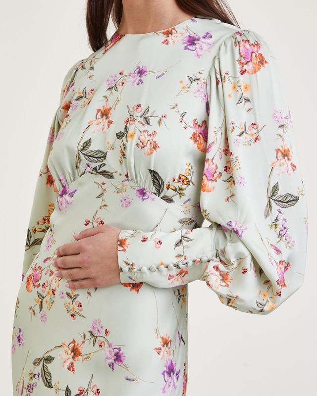 By Malina Klänning Alize Soft Floral Pistachio Mint L