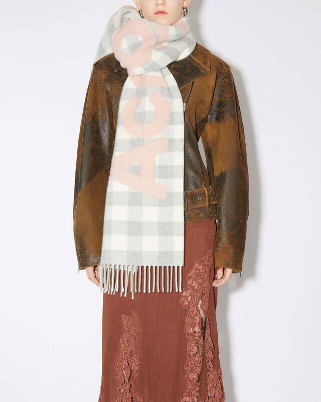 Acne Studios Halsduk Checked Logo Rosa ONESIZE