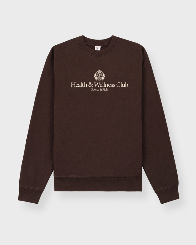 Sporty & Rich Sweatshirt H&W Crest Crewneck Chocolate M