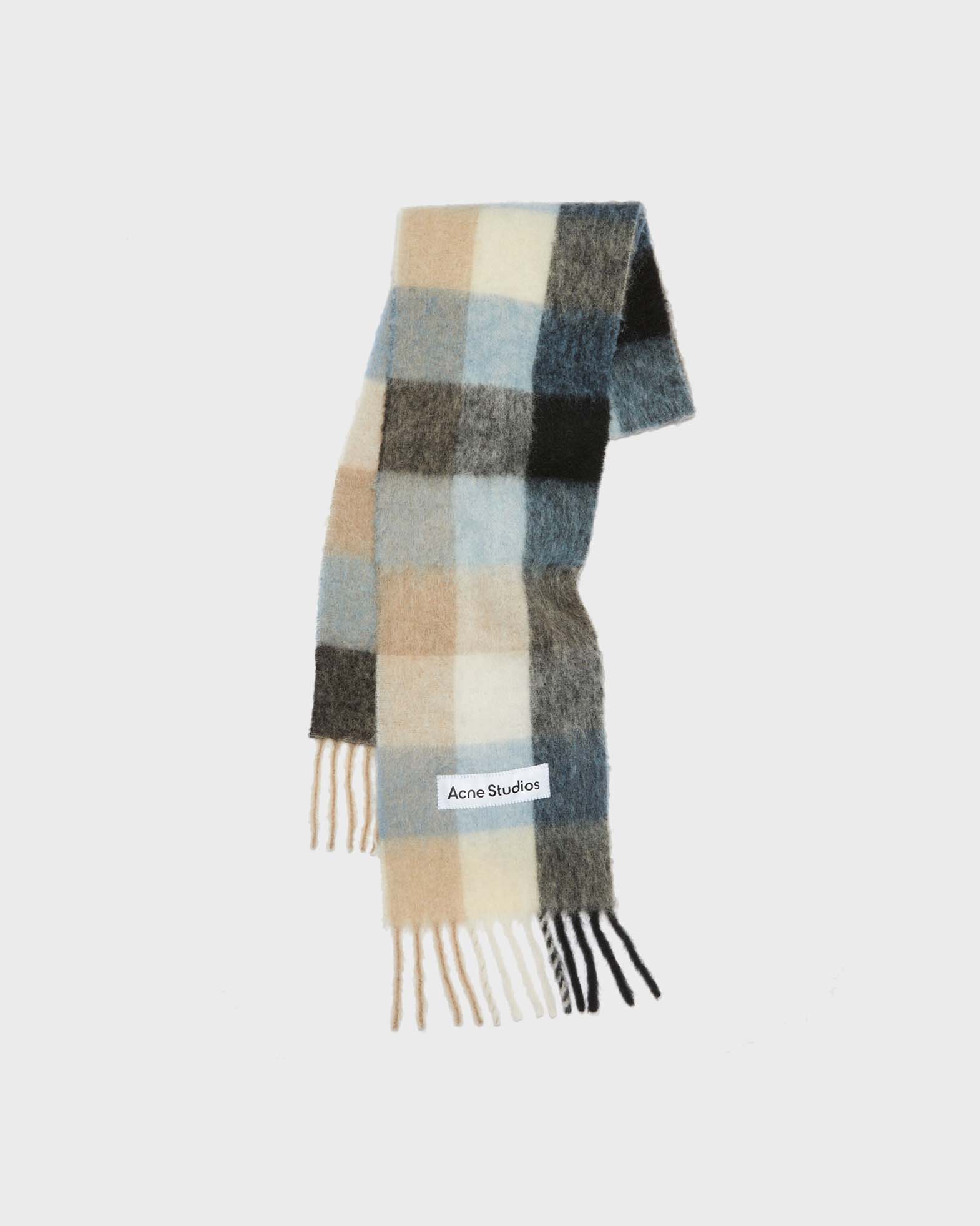 Acne Studios Women's Blue Mohair Checked Scarf Onesize