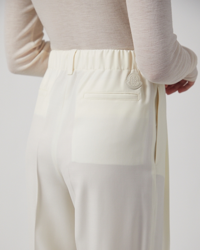 Moncler Trousers Wool Gabardine Tailored Cream IT 40 (EUR 34)