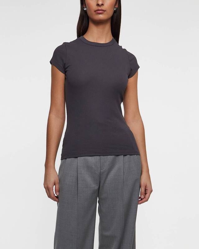 Filippa K T-shirt Fine Rib Tee Charcoal XL