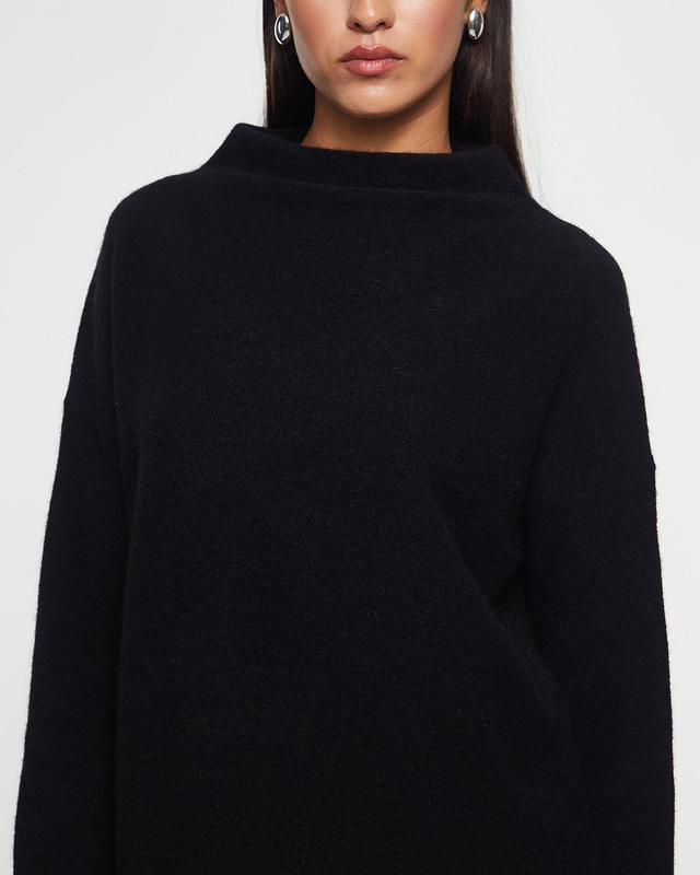 Vince Cashmere Sweater  Boiled Funnel Nk Pullover Black S