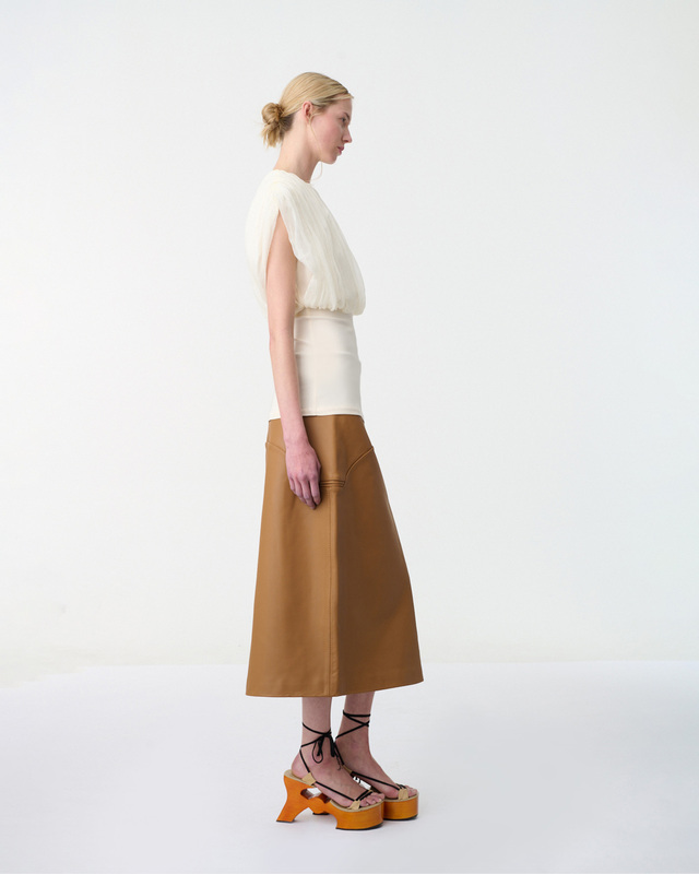 LEONI Top Void Gathered Silk  Cream 38