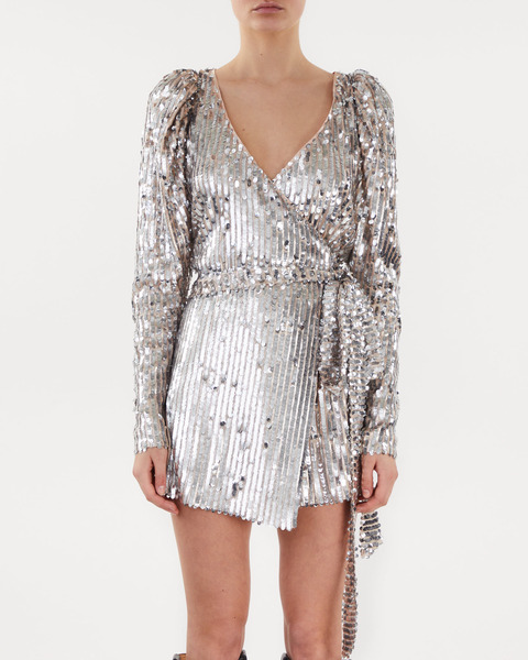 Briiidget Sequin Wrap Dress Silver 1