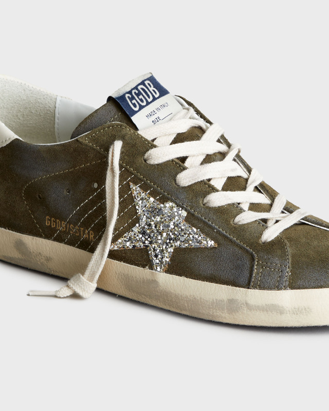 Golden Goose Deluxe Brand Sneakers Super Star Glitter Leather Olivgrön EUR 39