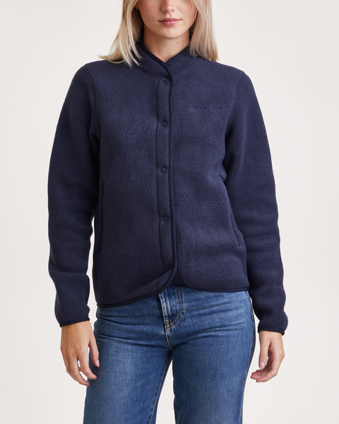 Cardigan W Fleece Snap Blå 1