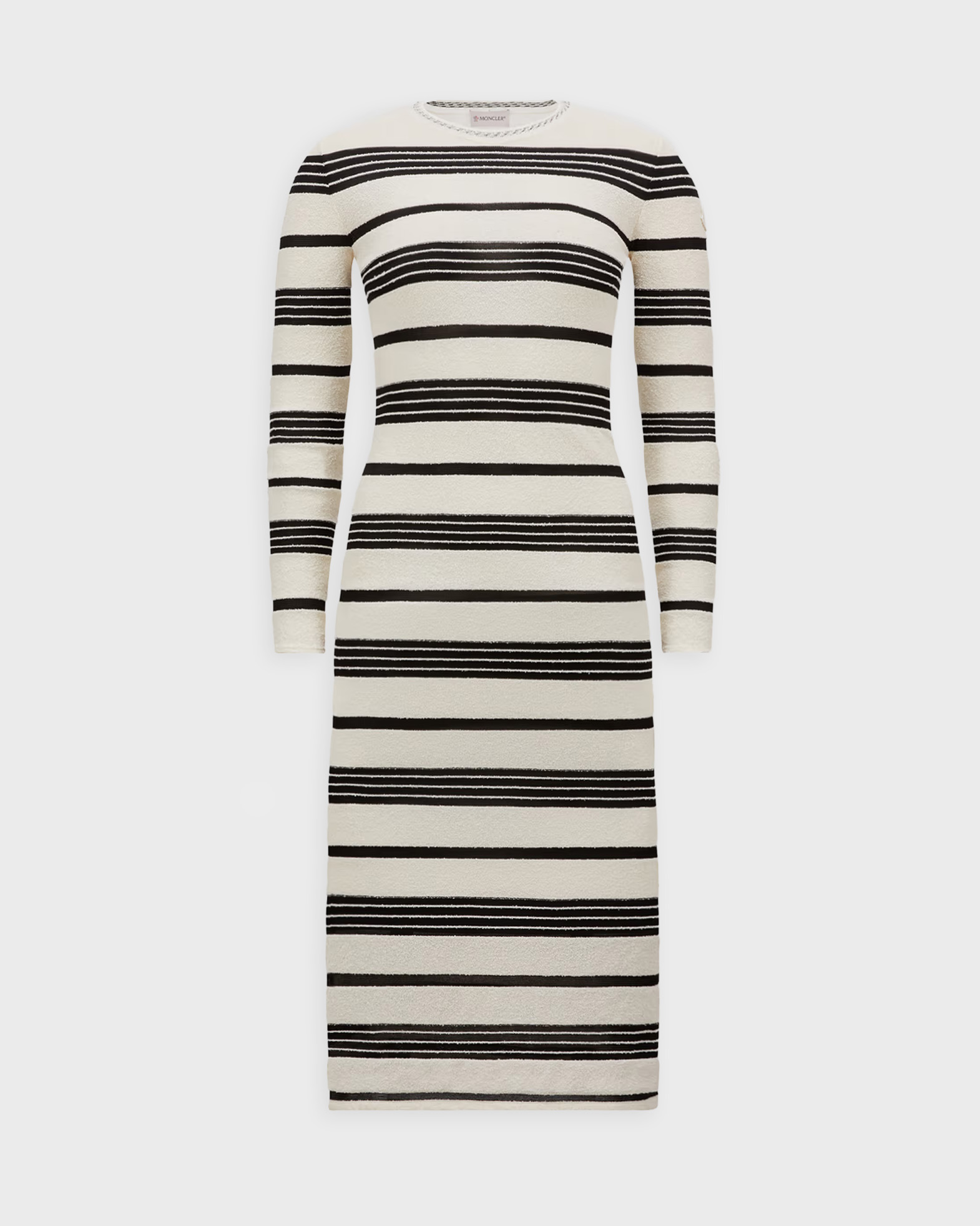 Moncler Klänning Striped Bouclé Midi Mörkgrå