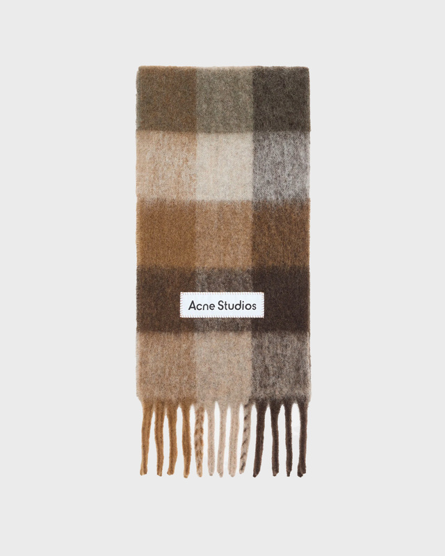 Acne Studios Check Fringe Scarf Brun ONESIZE