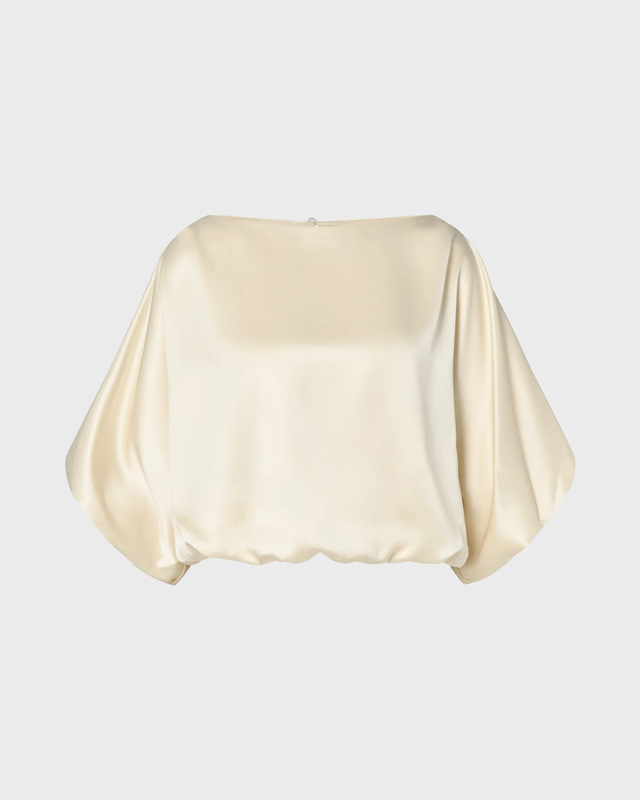 Malina Bluse Havanna Boat-Neck Puff-Sleeve Pearl 38