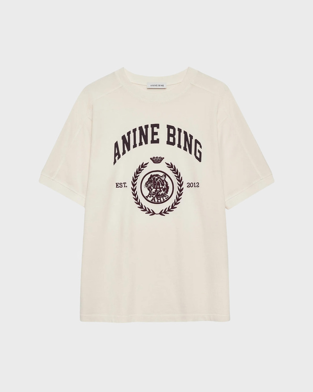 Anine Bing T-skjorte Jaylin Tee Collegiate Ecru XS