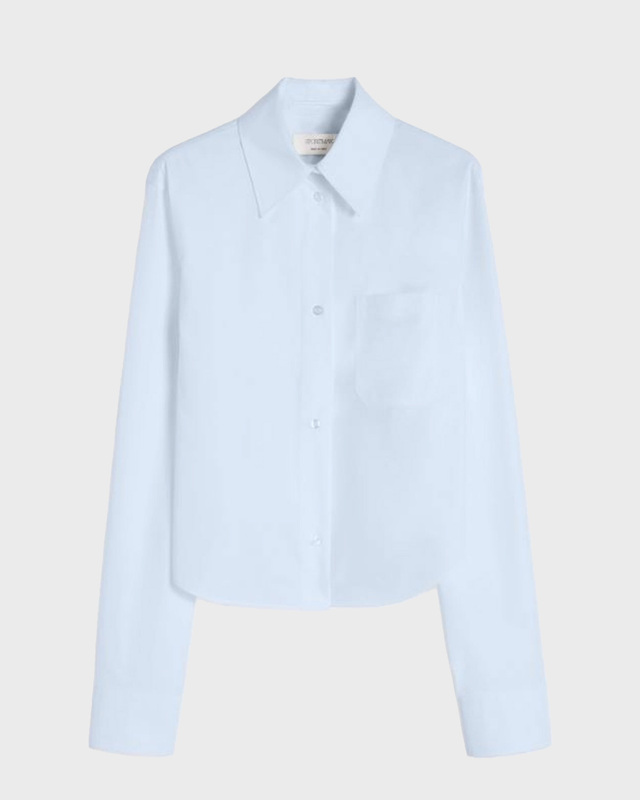 Sportmax Shirt Cotton Cropped Pleated Back Ljusblå IT 48 (EUR L-XL)