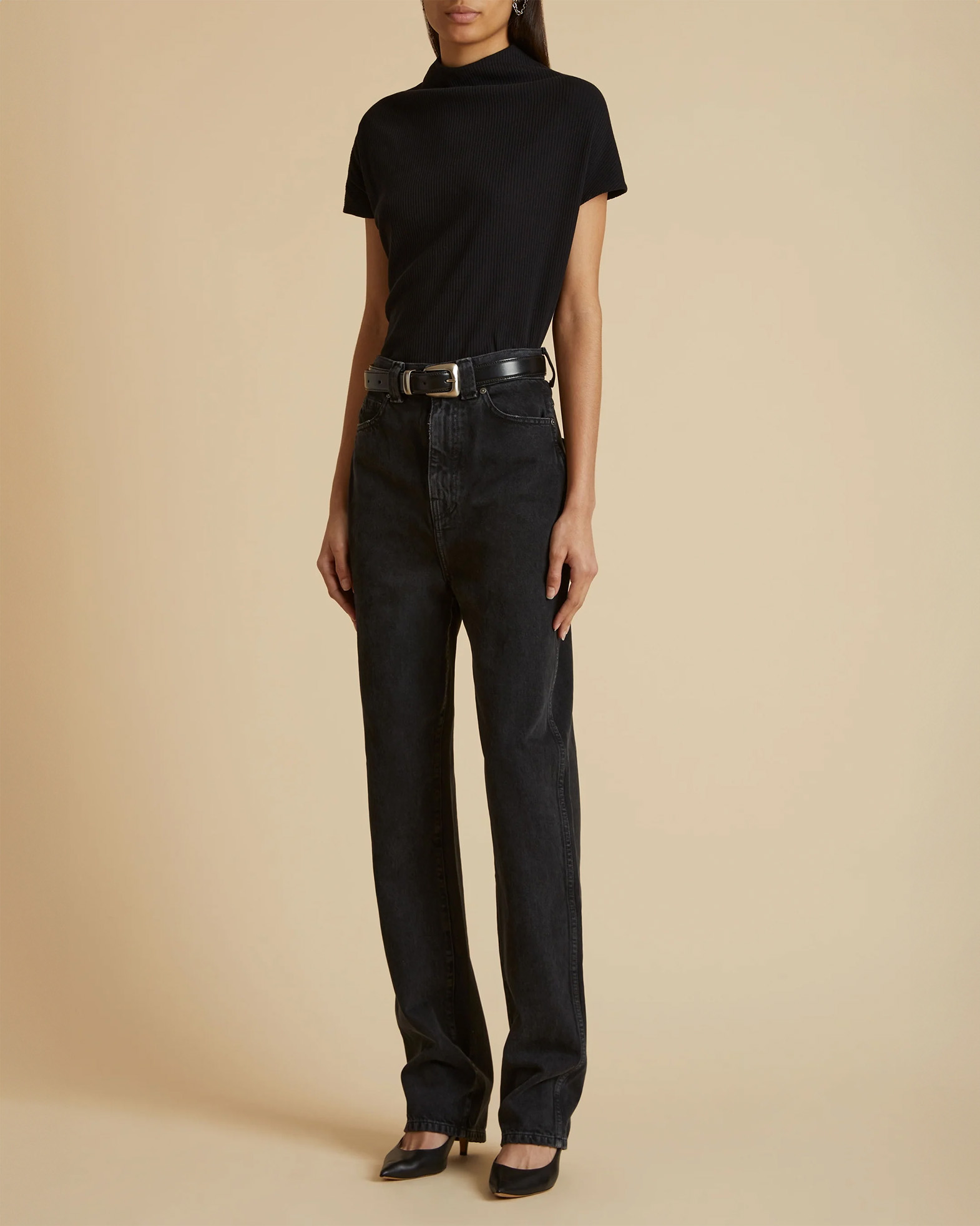 Khaite Benny Suede Belt In Black