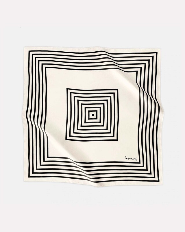 Le Scarf Scarf Silk 45 x 45 Svart/creme ONESIZE
