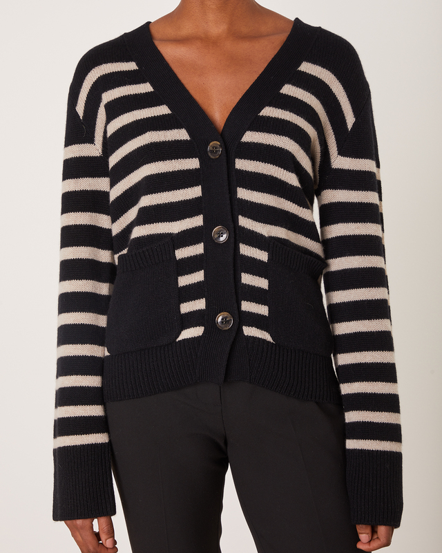 Lisa Yang Cashmerekofta Daphne  Svart/beige  2 (M-L)